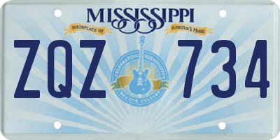 MS license plate ZQZ734