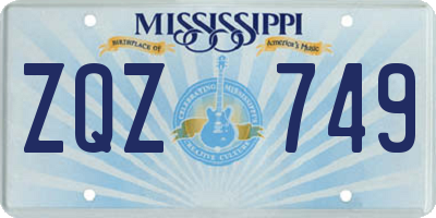 MS license plate ZQZ749