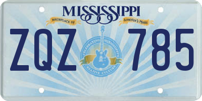 MS license plate ZQZ785