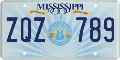 MS license plate ZQZ789