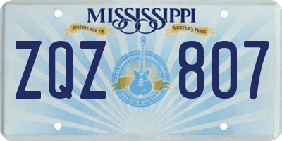 MS license plate ZQZ807