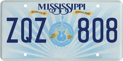 MS license plate ZQZ808