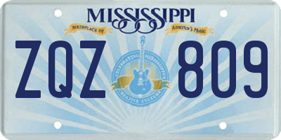 MS license plate ZQZ809