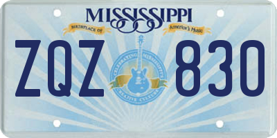 MS license plate ZQZ830