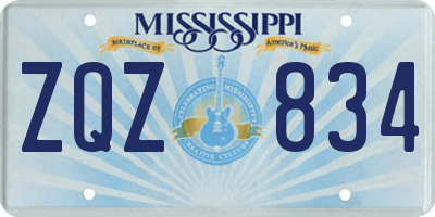 MS license plate ZQZ834