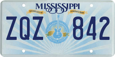 MS license plate ZQZ842