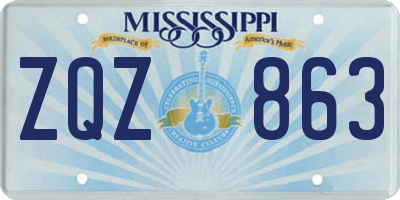 MS license plate ZQZ863