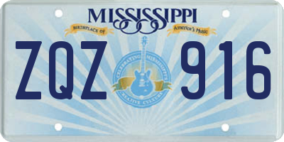 MS license plate ZQZ916