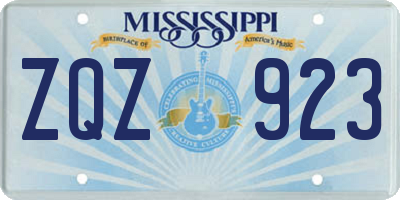 MS license plate ZQZ923