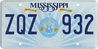 MS license plate ZQZ932