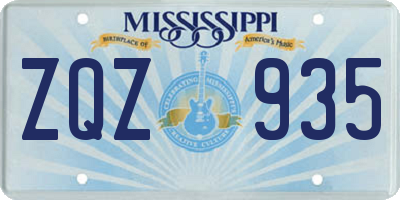 MS license plate ZQZ935