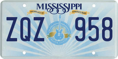 MS license plate ZQZ958