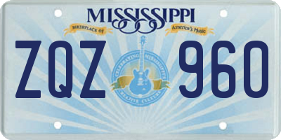 MS license plate ZQZ960
