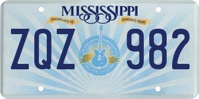 MS license plate ZQZ982
