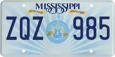MS license plate ZQZ985