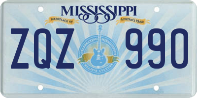 MS license plate ZQZ990