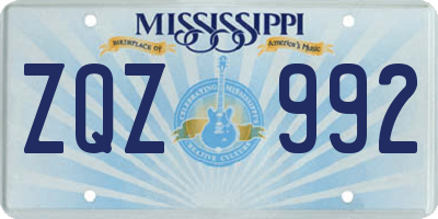 MS license plate ZQZ992