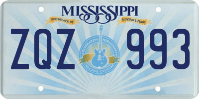 MS license plate ZQZ993
