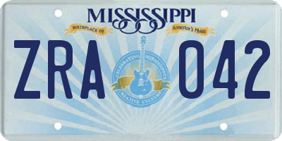 MS license plate ZRA042