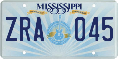 MS license plate ZRA045
