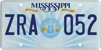 MS license plate ZRA052