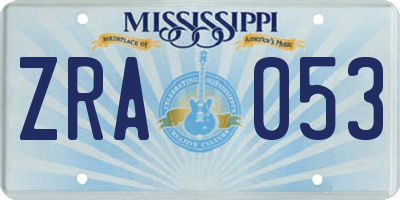 MS license plate ZRA053