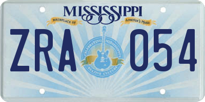 MS license plate ZRA054