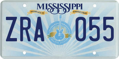 MS license plate ZRA055