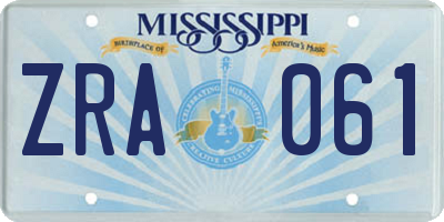 MS license plate ZRA061
