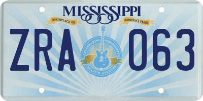 MS license plate ZRA063