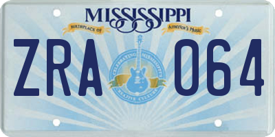 MS license plate ZRA064