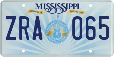 MS license plate ZRA065