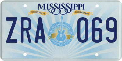 MS license plate ZRA069