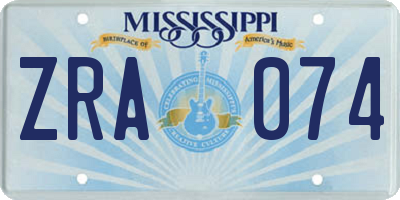 MS license plate ZRA074