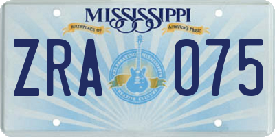 MS license plate ZRA075