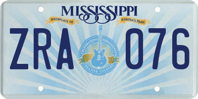 MS license plate ZRA076