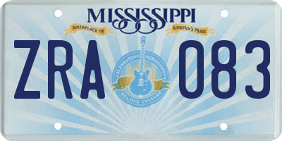 MS license plate ZRA083