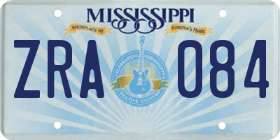 MS license plate ZRA084