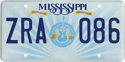 MS license plate ZRA086