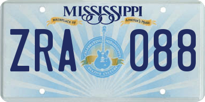 MS license plate ZRA088