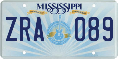 MS license plate ZRA089