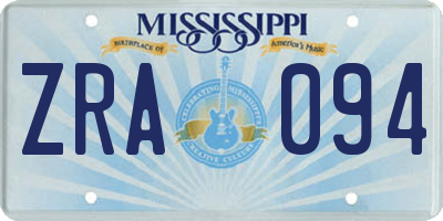 MS license plate ZRA094