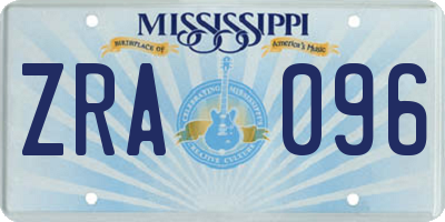 MS license plate ZRA096