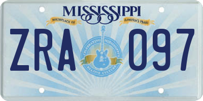 MS license plate ZRA097