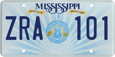 MS license plate ZRA101