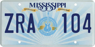 MS license plate ZRA104