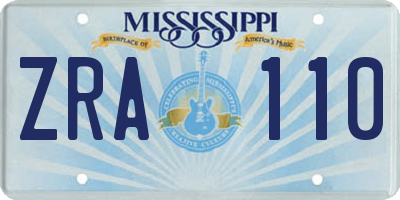 MS license plate ZRA110