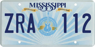 MS license plate ZRA112