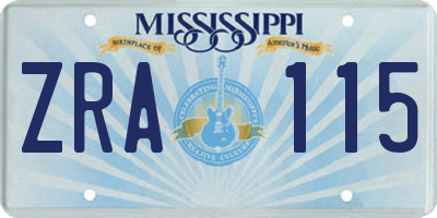 MS license plate ZRA115