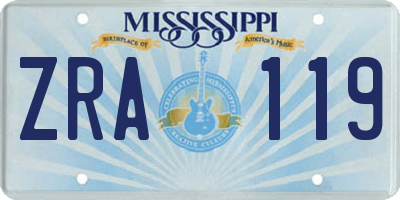 MS license plate ZRA119